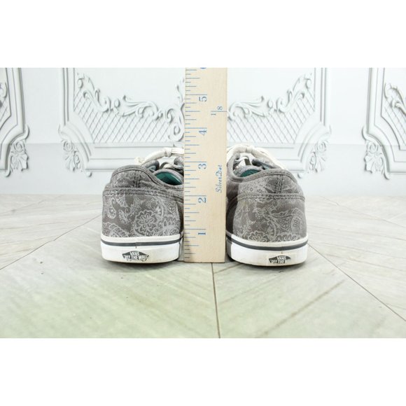 Vans Gray Atwood Floral Paisley Canvas Low Top Skate Sneakers Size 7 - Picture 8 of 9